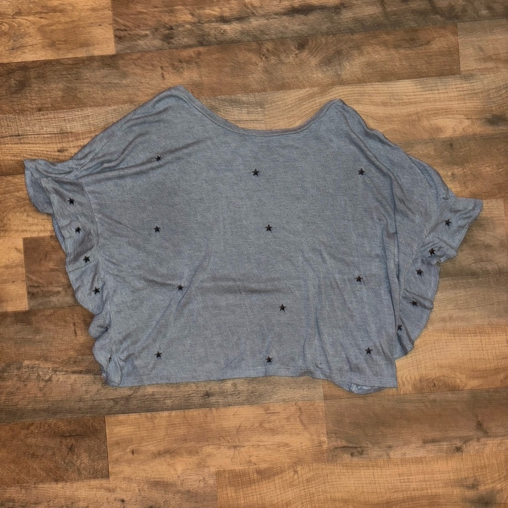 Pink Lily Blue/Gray Star-Embellished Blouse